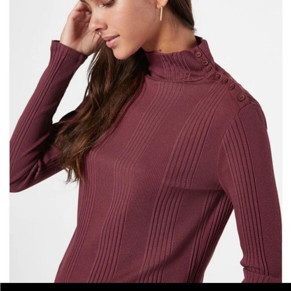 NWT Joie Lanigan Long Sleeve cotton top in Burnt Currant - Picture 2 of 15